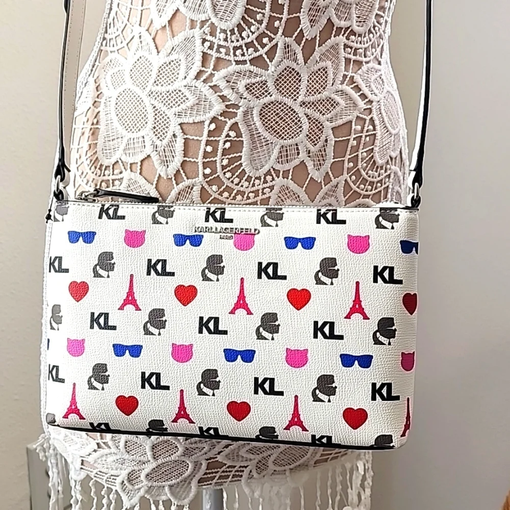 Karl Lagerfeld Paris Adele Multi-Color Logo Women's Crossbody Purse